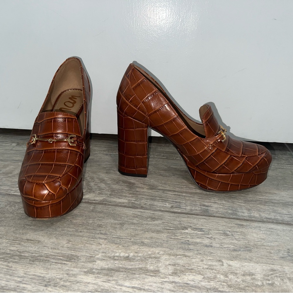 Sam Edelman Women's Aretha Platform heel Loafers Size 6.5. Brown leather